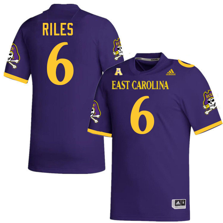 #6 Desirrio Riles ECU Jersey,East Carolina Pirates #6 Desirrio Riles Jersey Youth College-Retro Purp